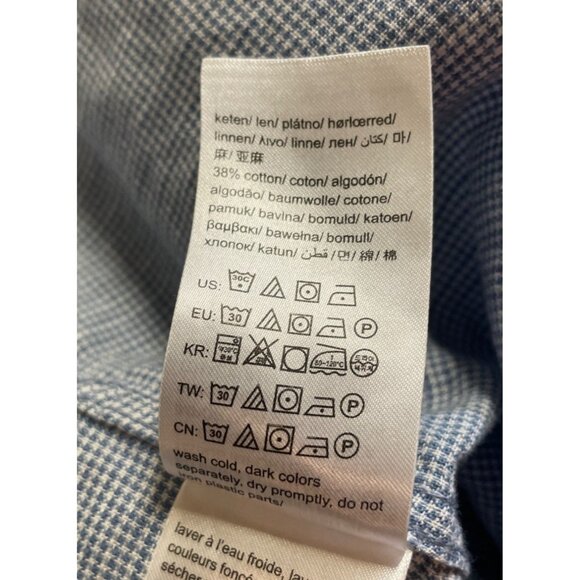 Calvin Klein Mens Blue Long Sleeve Roll Tab Button-Up Shirt Size Large - Picture 8 of 8